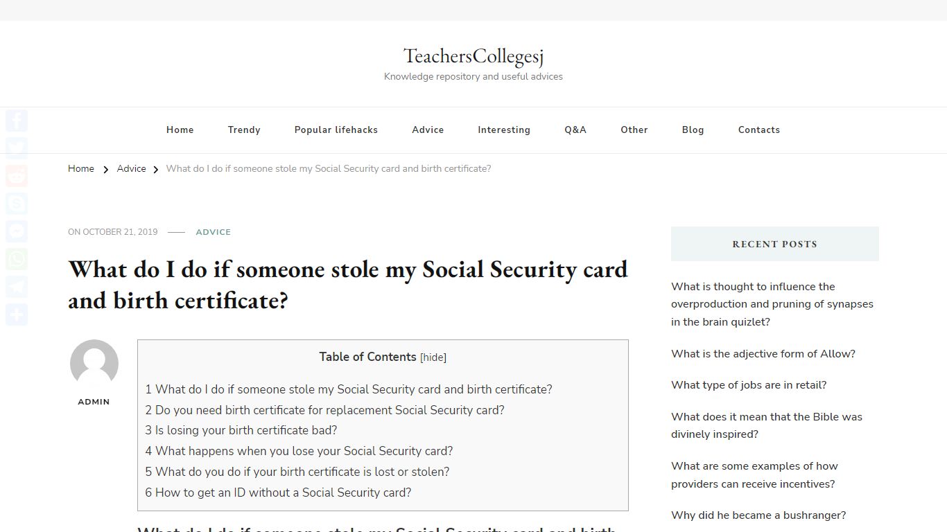 What do I do if someone stole my Social Security card and birth ...